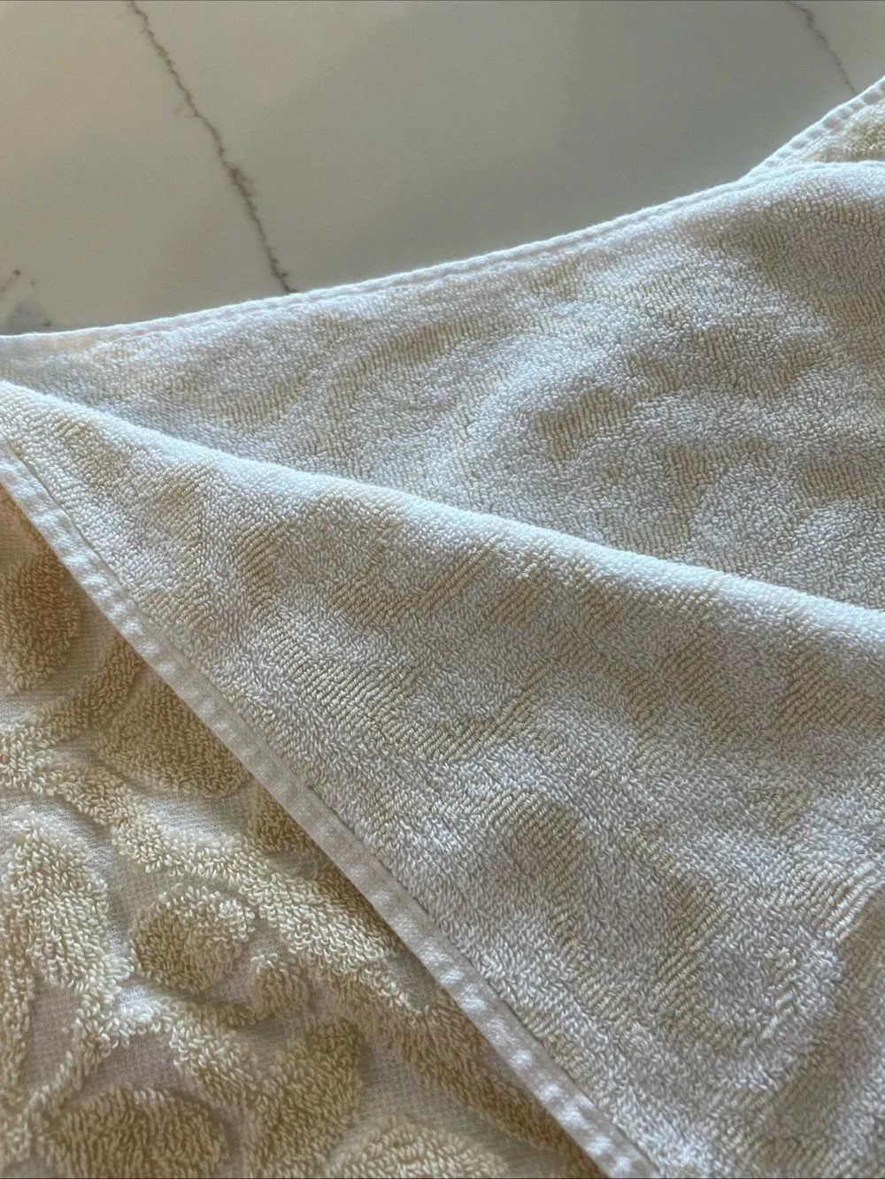 Luxury Embossed Floral Bath Towel - Cream